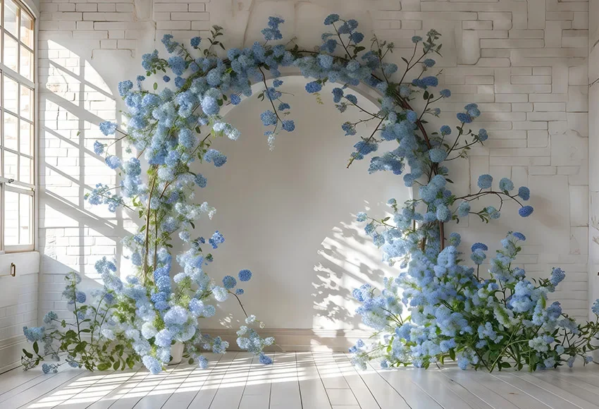 Mehofond Photography Backdrop Indoor Blue Purple Flower Wedding Princess Birthday Party Maternity Window Background Photo Studio