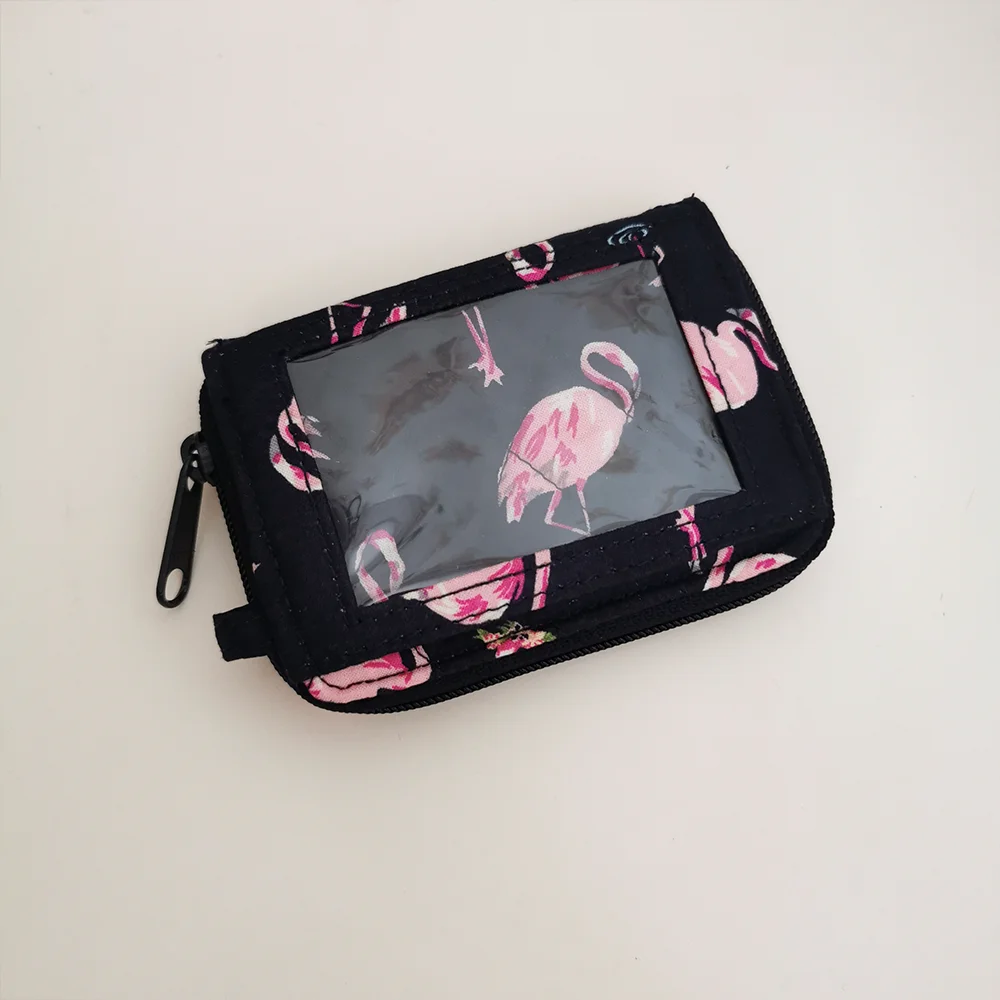 VB pure cotton printed card bag, zipper, ID card sleeve, work card, student card access, no change, wallet, coin bag