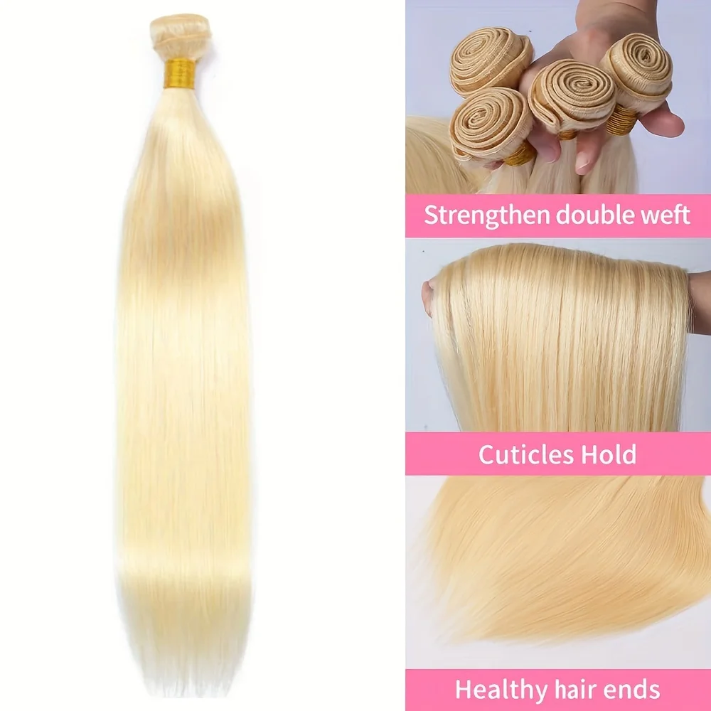 613 Blonde Straight Hair 1 3 4 Bundles Brazilian Remy 100% Human Hair Extension Honey Blonde Bundles 30 32 34 36 38 Inch