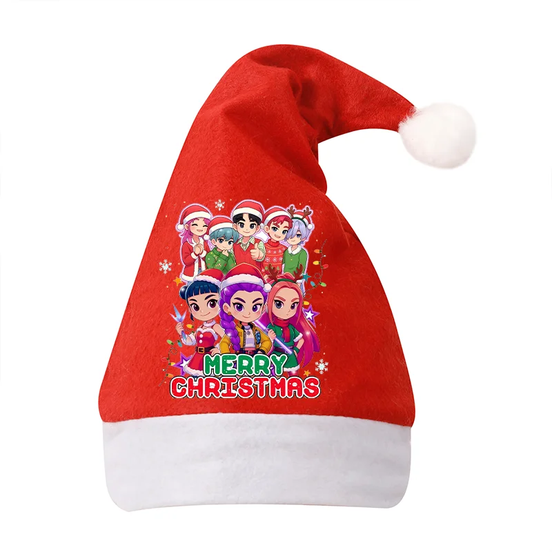 K البوب شيطان هنتر سانتا القبعات أفخم الأحمر عيد الميلاد قبعة الاطفال الكبار للجنسين عيد الميلاد اللباس حزب ديكور تأثيري لطيف فتاة الطفل هدية