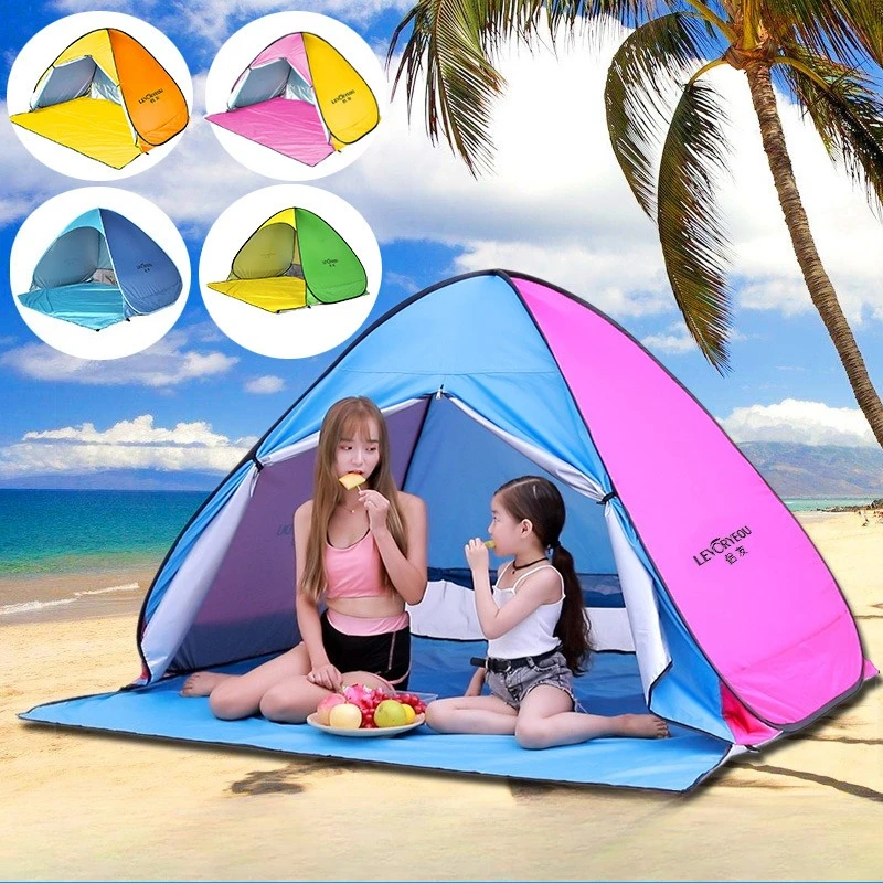 

Палатка автоматическая раскладная двухслойная для 1-4 человек из серебристой ткани, для кемпинга, пляжа и активного отдыха с детьми