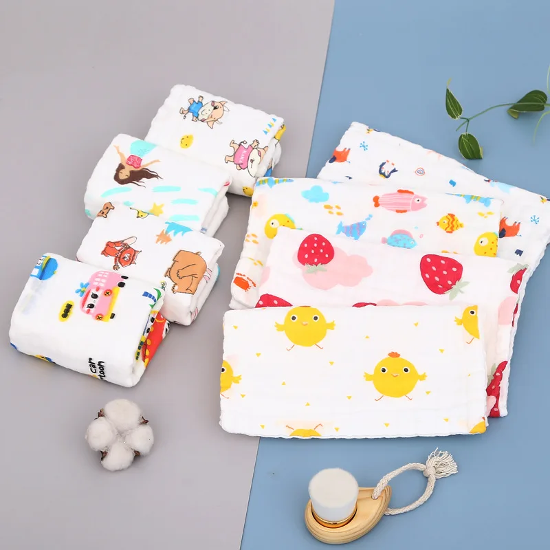 10Pcs/Lot Muslin 6Layers Cotton Baby Towels Infant Face Towel Handkerchief Bathing Feeding Washcloth Wipe Burp Cloth Set 25x50CM