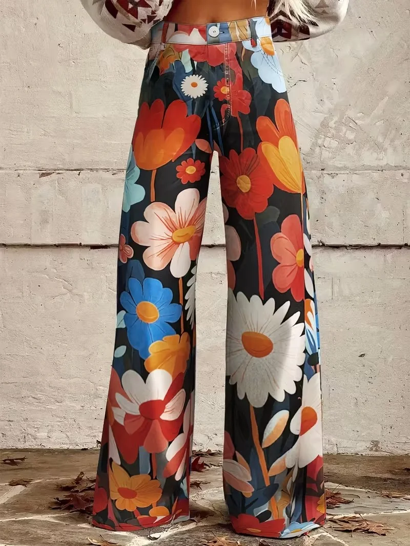 

Women's fashion casual wide leg jeans, washed elastic denim versatile wide leg pants, loose and versatile,