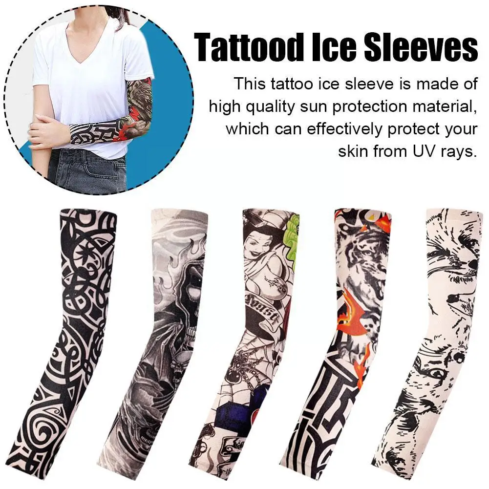 Mangas para brazo de tatuaje de 1 piezas, protección solar UV, sin costuras, secado, transpirable, para correr, manga elástica rápida para brazo de fiesta, Sle F2K6