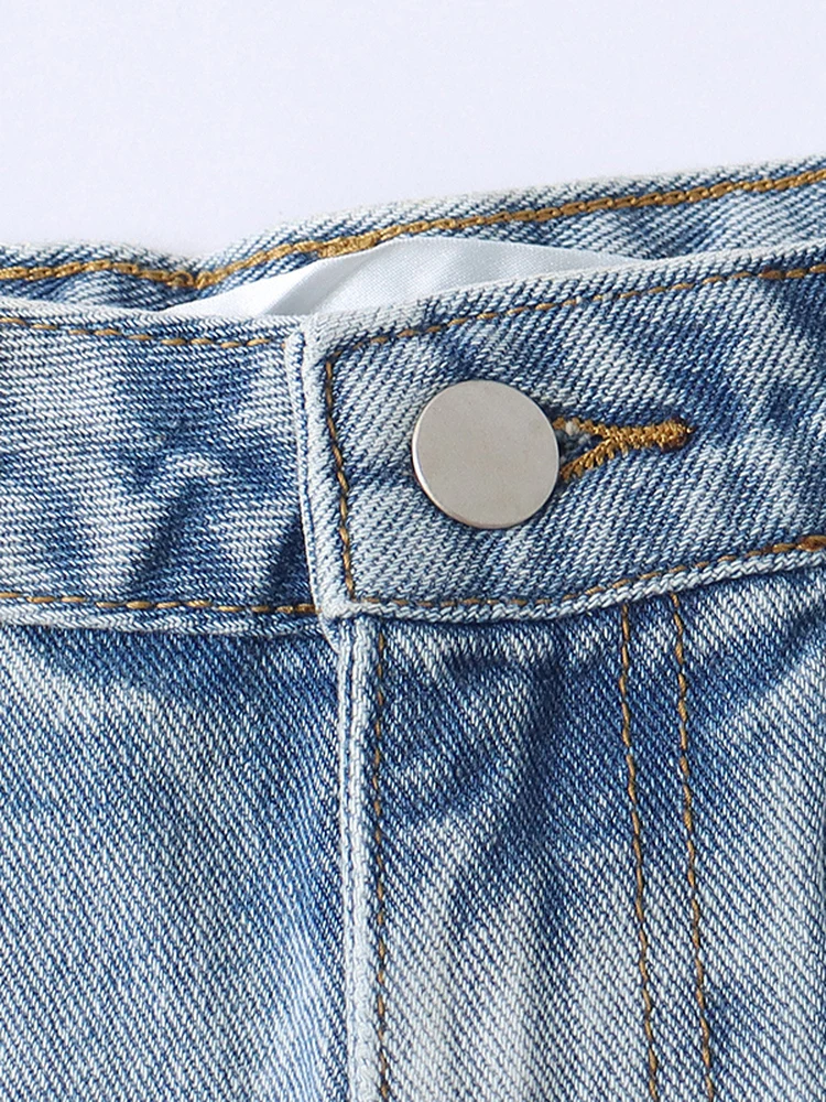 

Summer New Faion Embroidered Waed Denim orts Women's Outdoor Pants Hole Punching Trendy Hot Pants l Waist orties