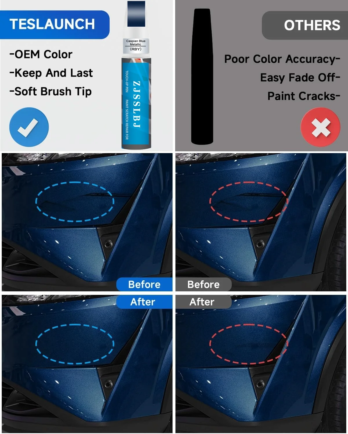 RBY Caspian Blue Metallic Touch Up Paint Compatible with Nissan Exact Match Touch Up Paint Car Scratch Repair
