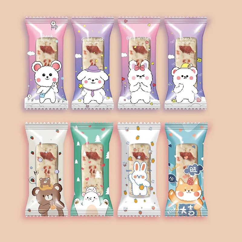 100Pcs Cartoon Animal Printed Plastic Baking Packaging Biscuit Cookie Nougat Candy Food Machine Sealed Gift Bags