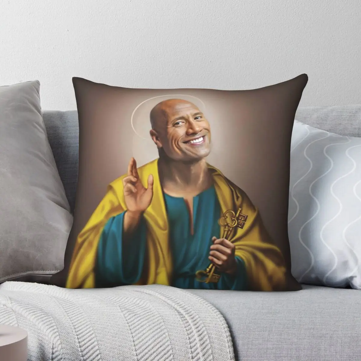 Saint Dwayne Johnson Pillowcase Polyester Linen Velvet Printed Zip Decorative Throw Pillow Case Room Cushion Cover Wholesale
