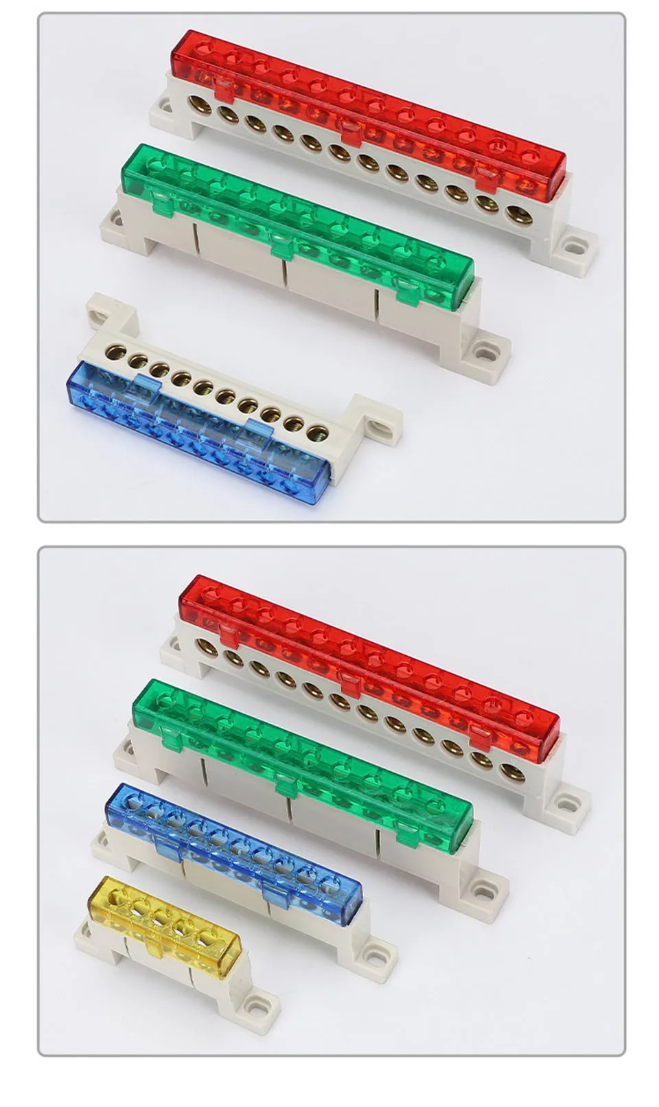 Kabellose Klemmenleiste 3/4/5/6/7/10-Loch Verteilerdose Klemmenblock Staubdichte Erdungskupferschiene Brückentyp Busbar mit Abdeckung – Detail 8