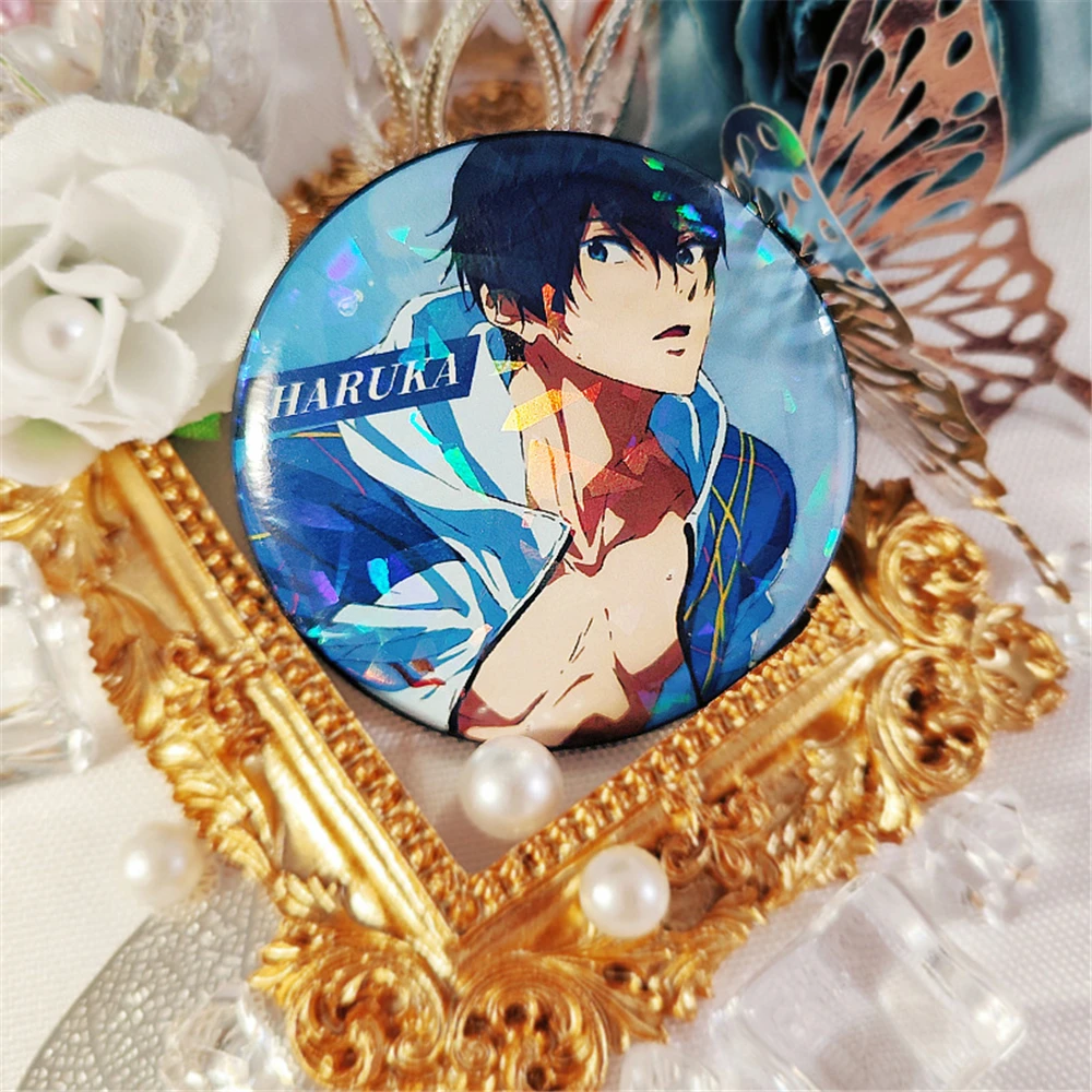 Broche de hojalata SPTE para disfraz de Nanase, Pin de insignia de disfraz, accesorios de Anime gratis, Haruka Rin Matsuoka Tachibana Makoto ikuya, 58mm