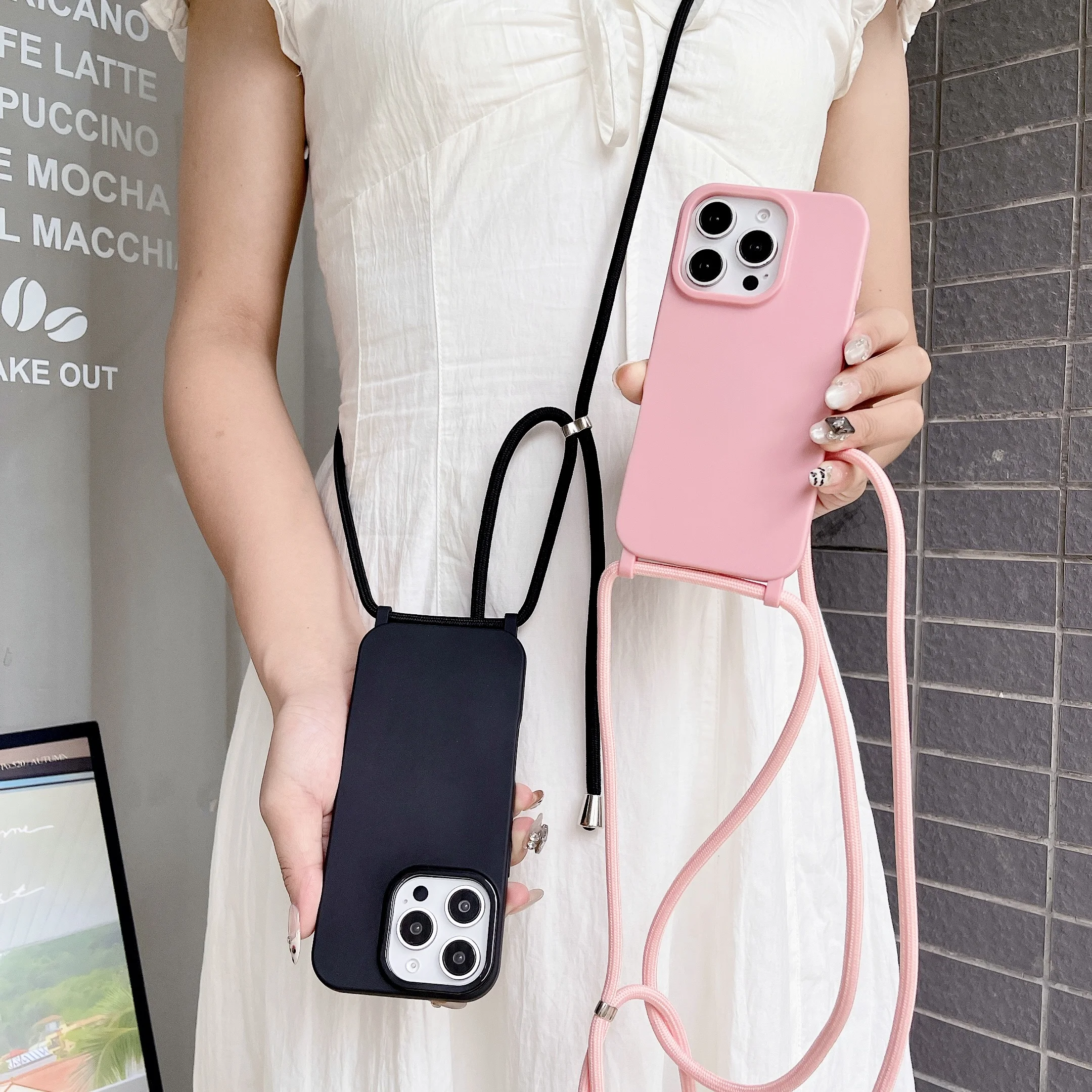 Crossbody Lanyard Strap Rope Phone Case For iPhone 16 16e 15 14 Plus 13 12 11 Pro XS Max iPhone16 Necklace Adjustable Cover