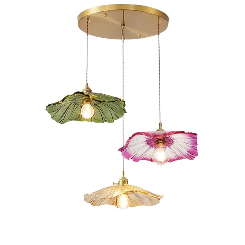 Lustre de Restaurant français, jardin américain, café Simple, lumière de luxe, sens du complexe, lampe suspendue créative en Lotus