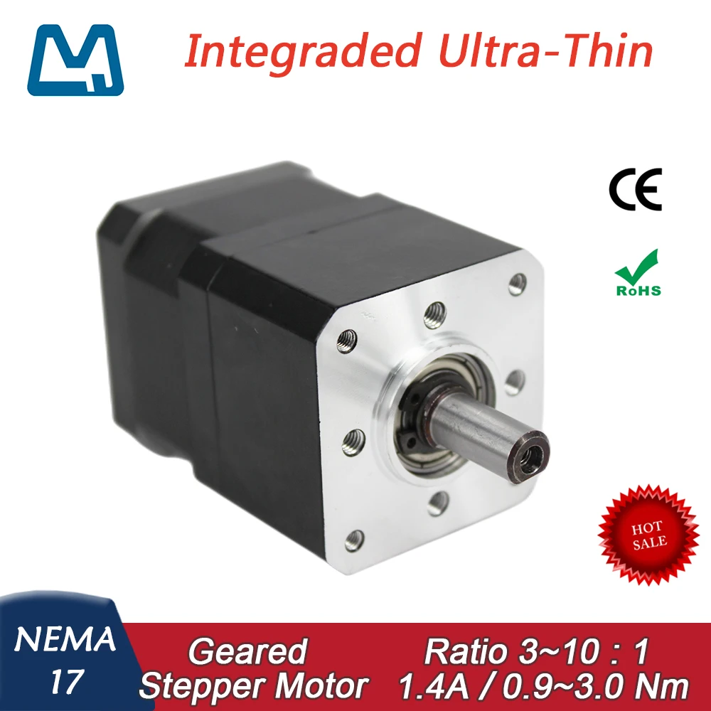 Nema 17 Short Planetary Gearbox Geared Stepper Motor 1.4A Integraded Ultra Thin