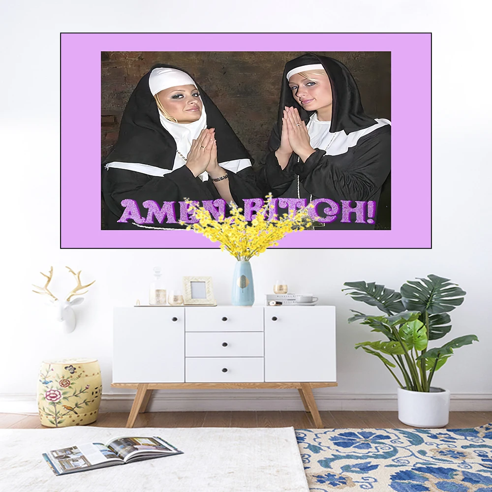 

QdDeco Paris Hilton And Nicole Richie Nuns Tapestry Printed Art Blanket Colored Bedroom Mat Living Home Towel Travel Bedspread