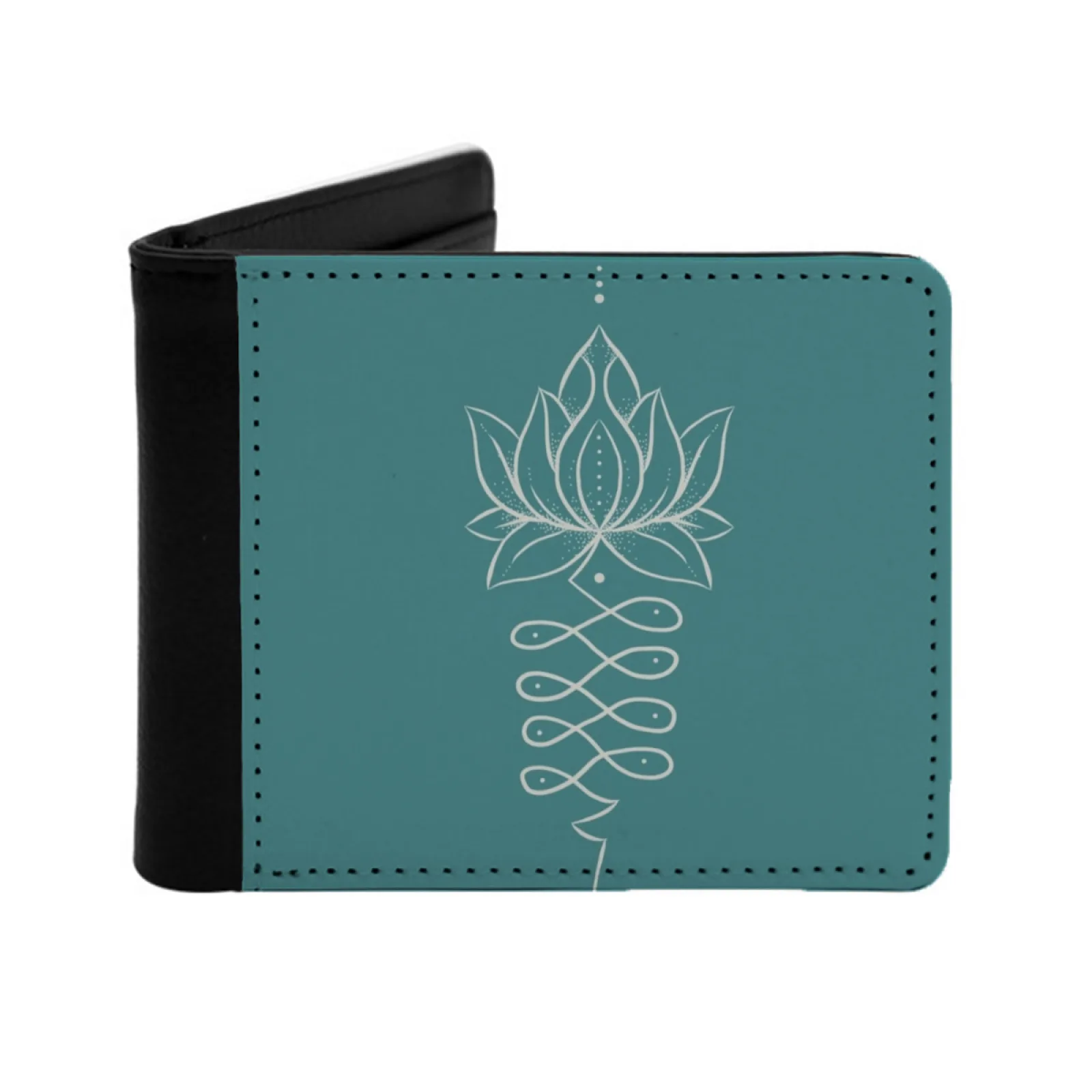 Lotus Design Personalized Men's Leather Wallet Card Money Bag Pu Leather Wallet Lotus Lotus Lotus Lotus Lotus Lotus Design