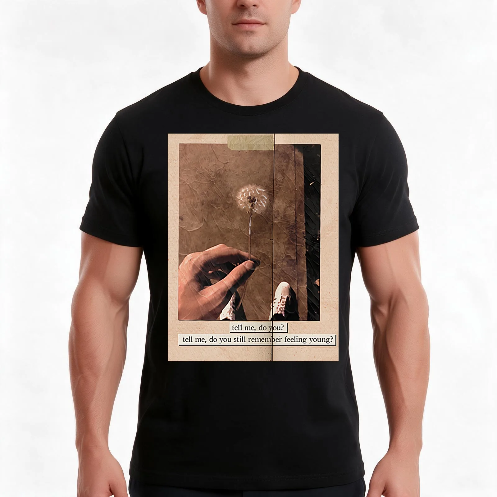fearless collage T-Shirt, Summer Casual Cotton Tee, Oversized Streetwear Tops, Vintage Graphic Print, Loose Fit Short Sleeve