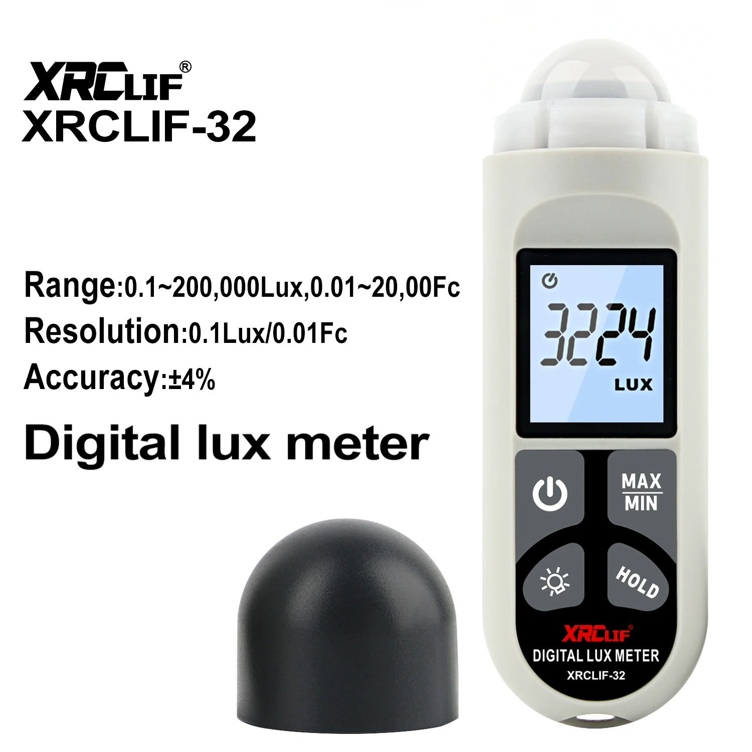 XRCLIF Lux Meter 0.1~200,000lux Light Meter Luxometer Luminometer Lux/Fc Photometer Enviromental Tester