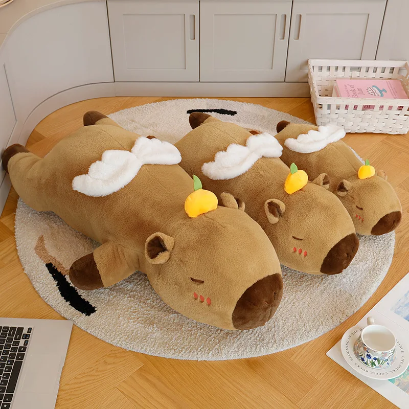 

Giant Kawaii Cartoon Giant Strip Capybara Plush Doll Brown Orange Wings Creative Capybara Plush Toy