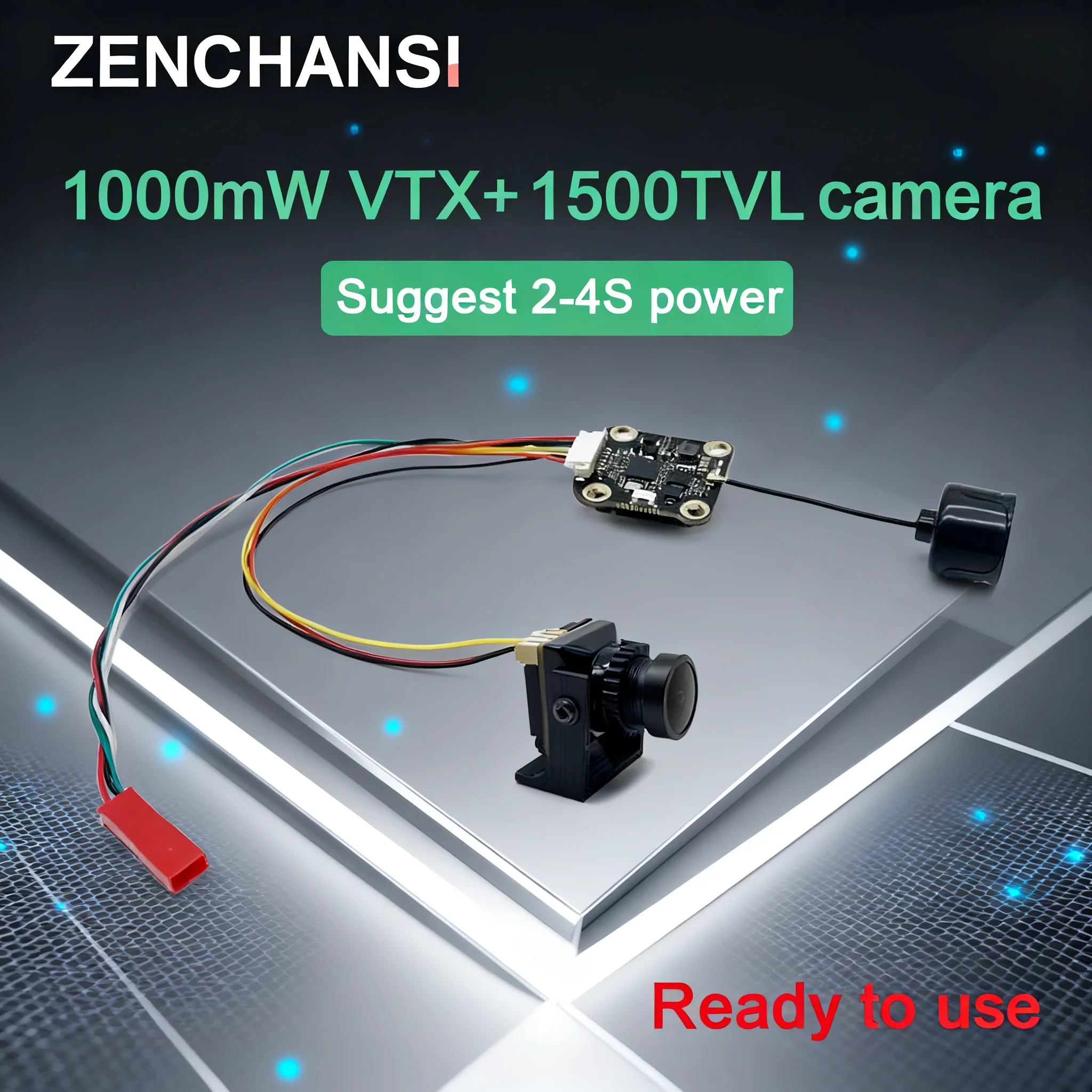 New suit 5.8G 48CH 1000mW adjustable 5km Wireless AV Transmitter Lancher +CMOS 1500TVL fpv camera for FPV Multicopter Aircraf