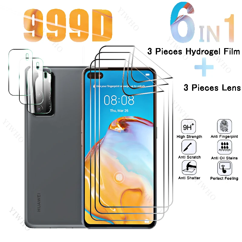 6in1 Full Cover Front Hydrogel Film for Huawei P40 Fingerprint Screen Protectors for Huawei P 40 ANA-AN00 6.1