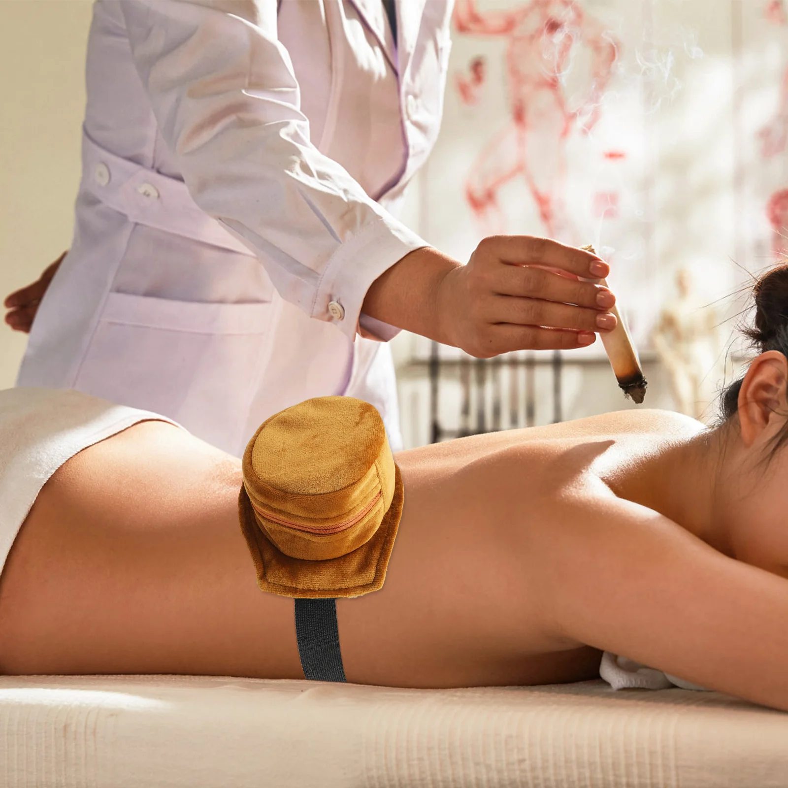 صندوق الكى الذي لا يدخن، تصميم مجوف نحاسي محمول، تدفق هواء قابل للتعديل لتخفيف آلام المعصم والرقبة والكتف #5