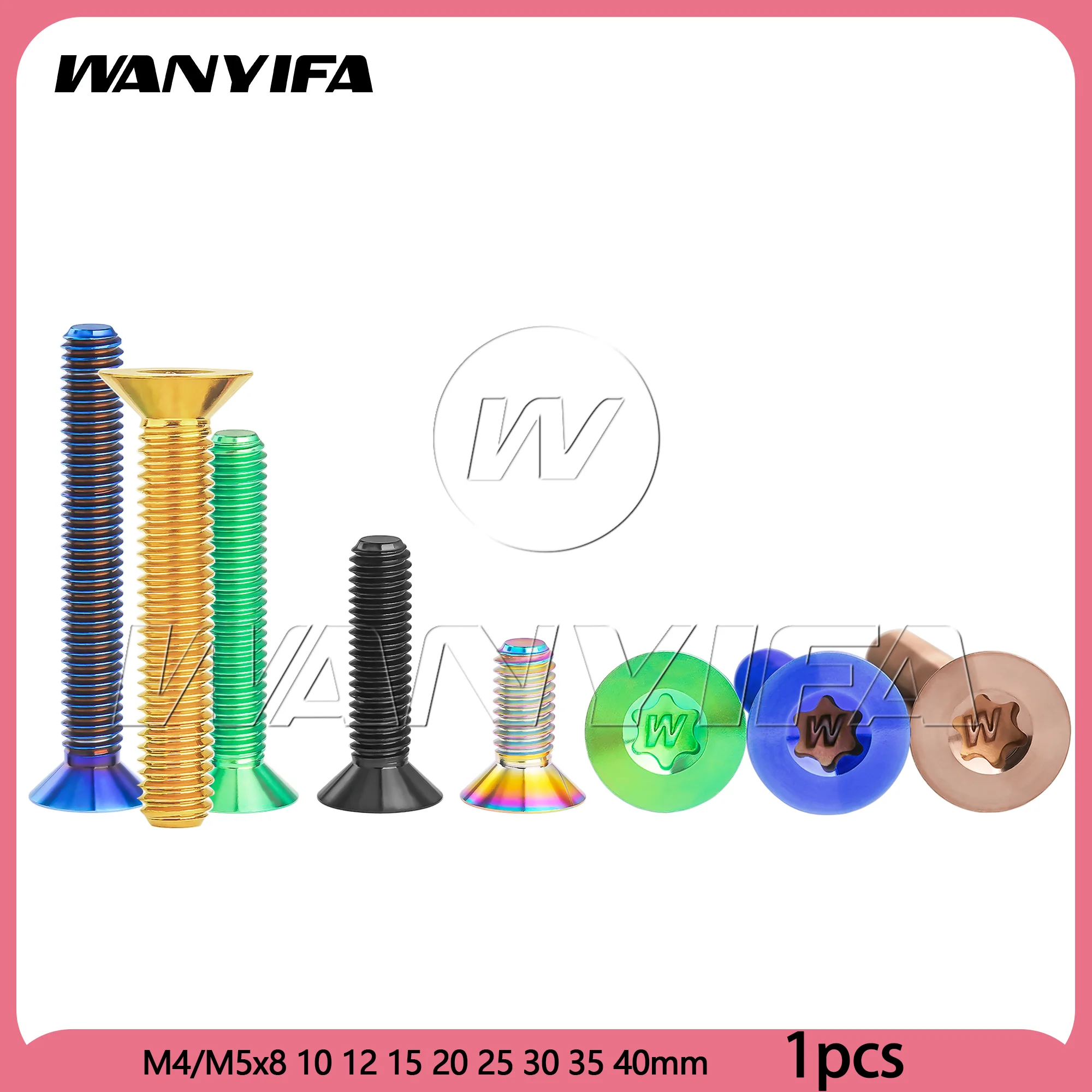 

Wanyifa Titanium Bolt M4/M5x8 10 12 15 20 25 30 35 40mm Countersunk Torx Head Screw for Cycling Parts Ti Fasteners