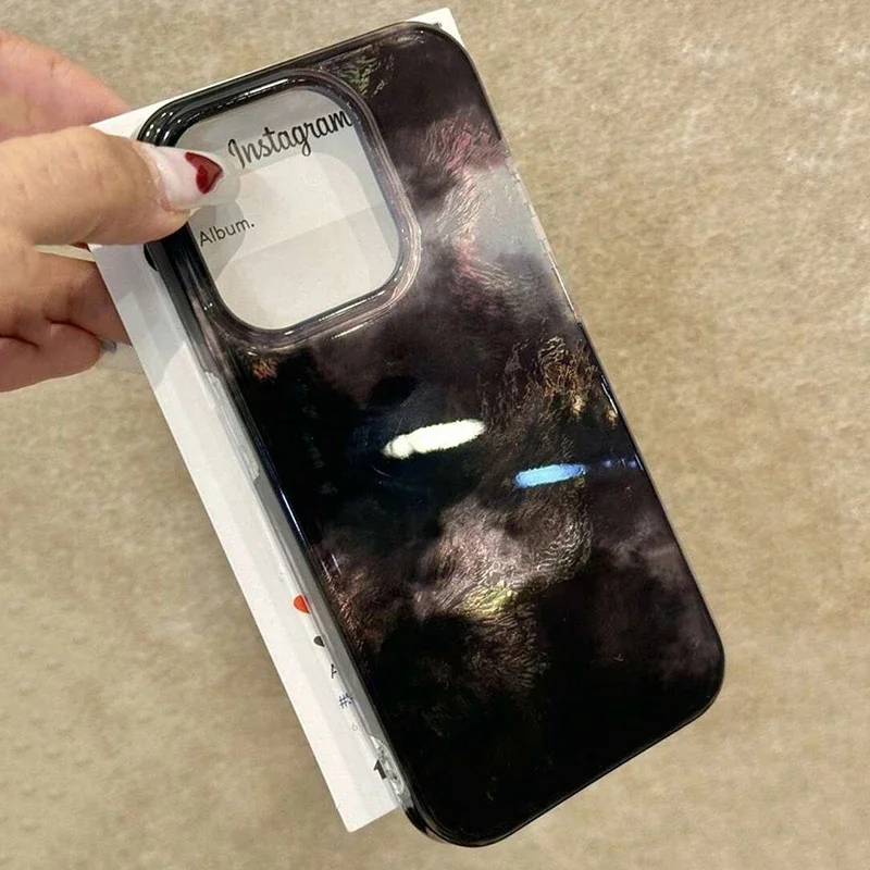 Korean Artistic Glitter Gradient Tinfoil Pattern Phone Case For iPhone 17 16 15 14 Pro Max 13 12 11 7 8 Plus XS XR 16E Air Cover