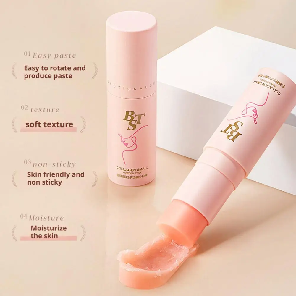 Pink Collagen Face Balm Stick, Collagen Wrinkle Bounce Multi Balm Stick Hydrating Moisturizing, Reduce Fine Lines, Firming Skin