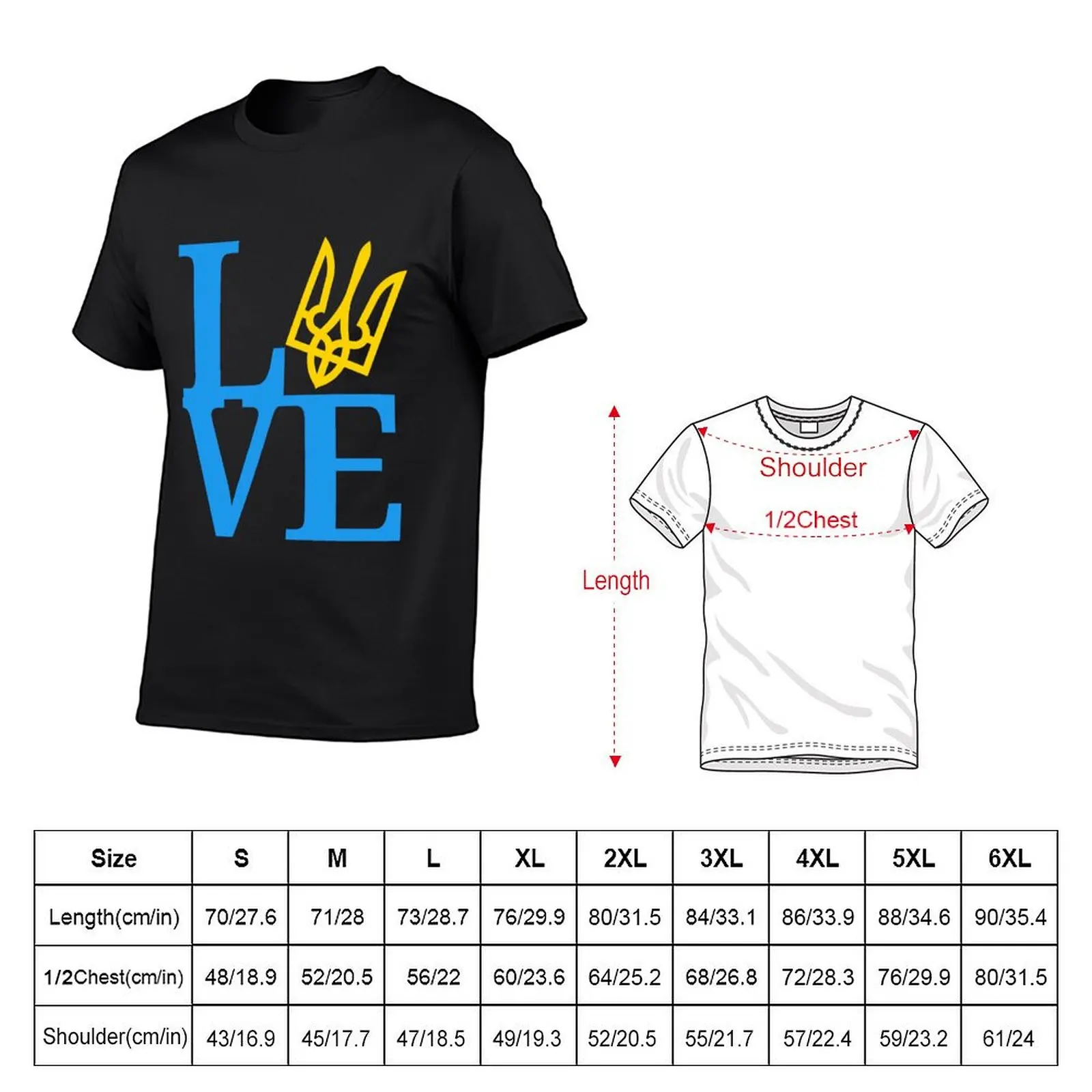 Tryzub Love T-Shirt customs design your own summer clothes sports fans shirts graphic tees Men's clothing