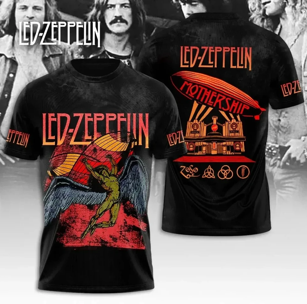 Camiseta LED Zeppelin con estampado 3D, camiseta retro estilo americano de manga corta, adecuada para fanáticos de ambos sexos.