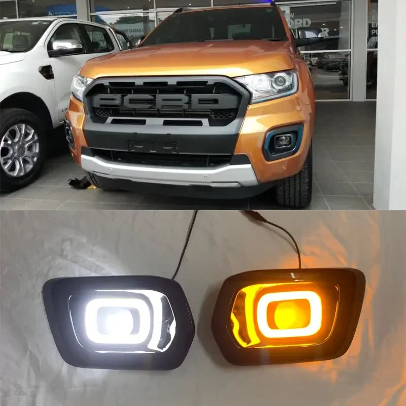 

For Ford Ranger T8 Wildtrak 2019 - 2021 DRL Fog Lamps LED Daytime Running Lights With Turning Signal