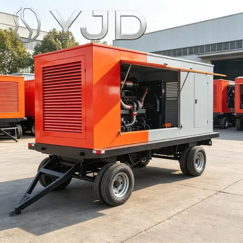 20kw 50kw 100kw 200kw 500kw Mobile Trailer Type Diesel Generator Set Water Cooled 3 Phase 400V 50Hz Genset with ATS