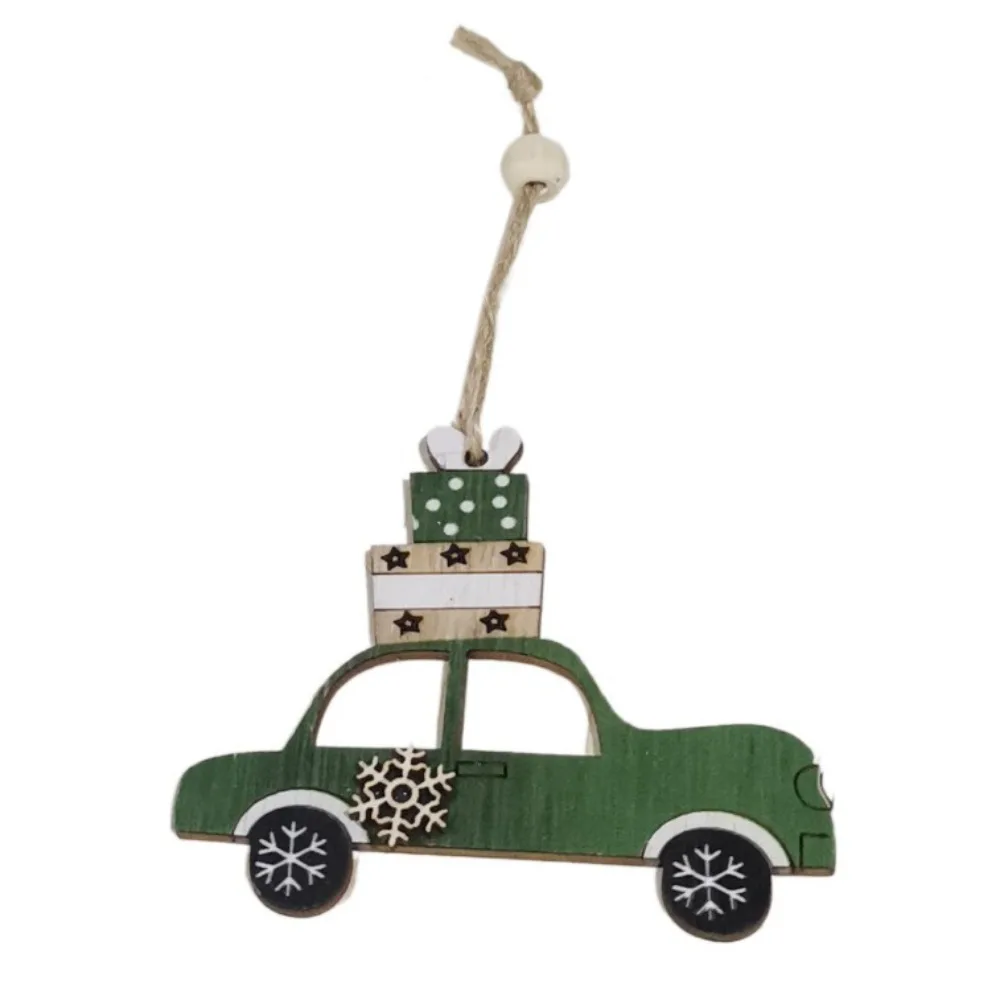 

Creative Car Puppy Christmas Pendant Dog Wooden Xmas Tree Drop Ornaments Painted Colorful Puppy Car Hanging Ornaments Party