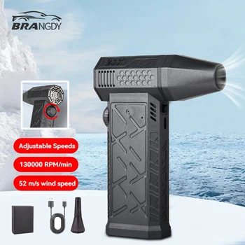Ventilador turbo portátil de mano con boquilla adicional 130000 RPM Turbo Jet Fan Velocidad del viento Ajustable 52 m/s Secador de polvo eléctrico