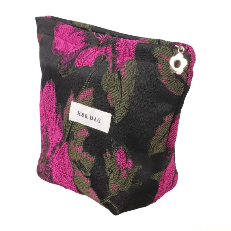 

X90D Элегантные органайзеры для макияжа с цветочным принтом. Практичная парусиновая просторная косметичка. Идеально подходит для