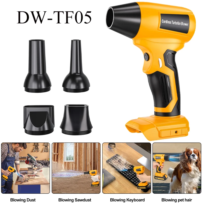 Cordless Turbo Drying Blower 130000RPM Brushless Motor DW-TF05 High Speed Jet Blowgun Compatible for Dewalt 18V Li-Ion Battery