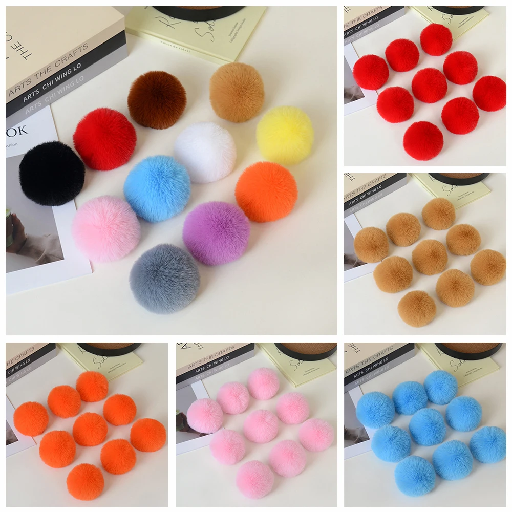 Plush Pompom 8cm Fluffy Faux Fur Ball Soft Pompon DIY Pompons For Keychain Sewing On Scarf Hats Shoes Apparel Craft Supplies