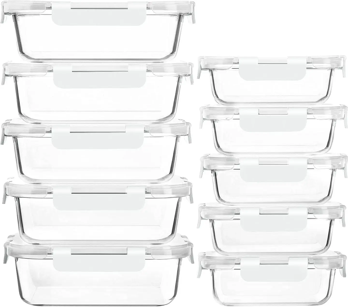 

[10-Pack]Glass Meal Prep Containers with Lids, Glass Food Storage Containers with Snap Locking Lids, Airtight Lunch Containers,