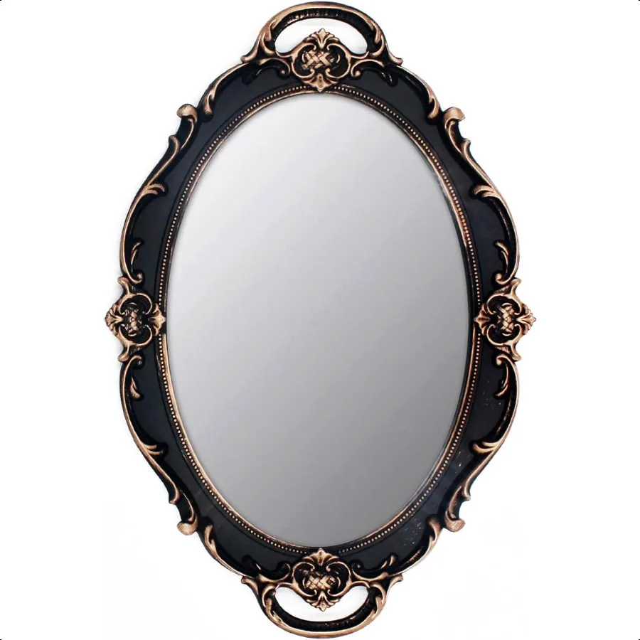 

Vintage Mirror Small Wall Mirror Hanging Mirror 14.5 x 10 inchs Oval Brown