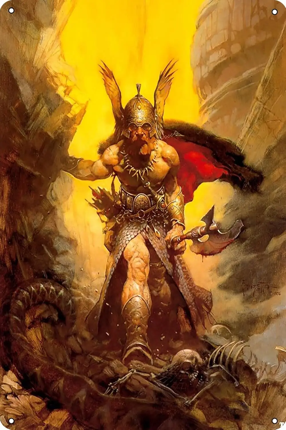 VFKSDSDCF Frank Frazetta Dark Kingdom Posters Retro Metal Signs Vintage Wall Decor Art Tin Sign, 8X12 Inch (20X30 CM) tin sign