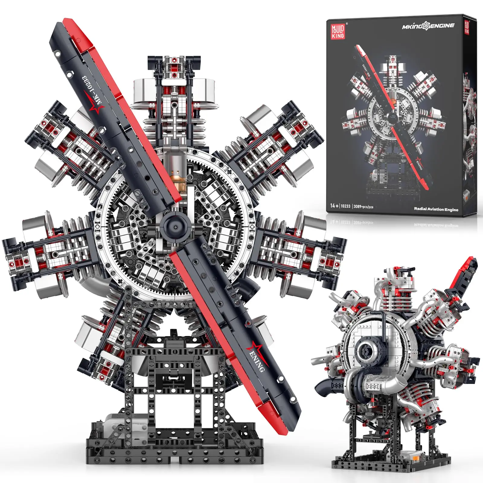 3089개 항공기 엔진 조립 세트, 14세 이상 청소년/성인용 군용 엔진 모델 키트, 전시용 STEM 엔지니어링 장난감
