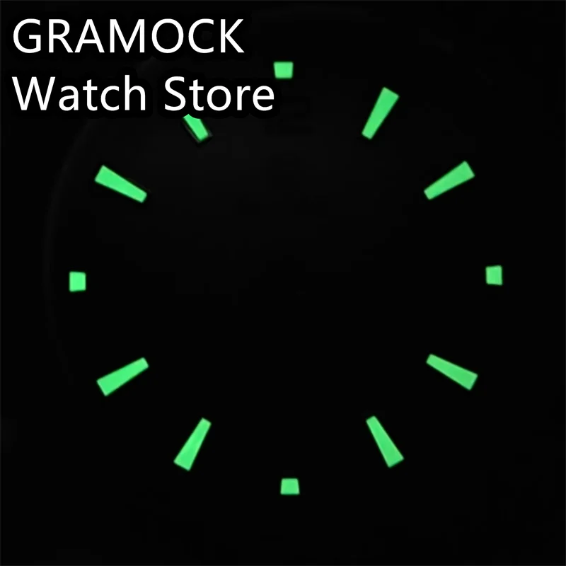 GRAMOCK 31mm Watch Dial Green Luminous Fit NH35 Movement Men\'s Watch Replacement Parts