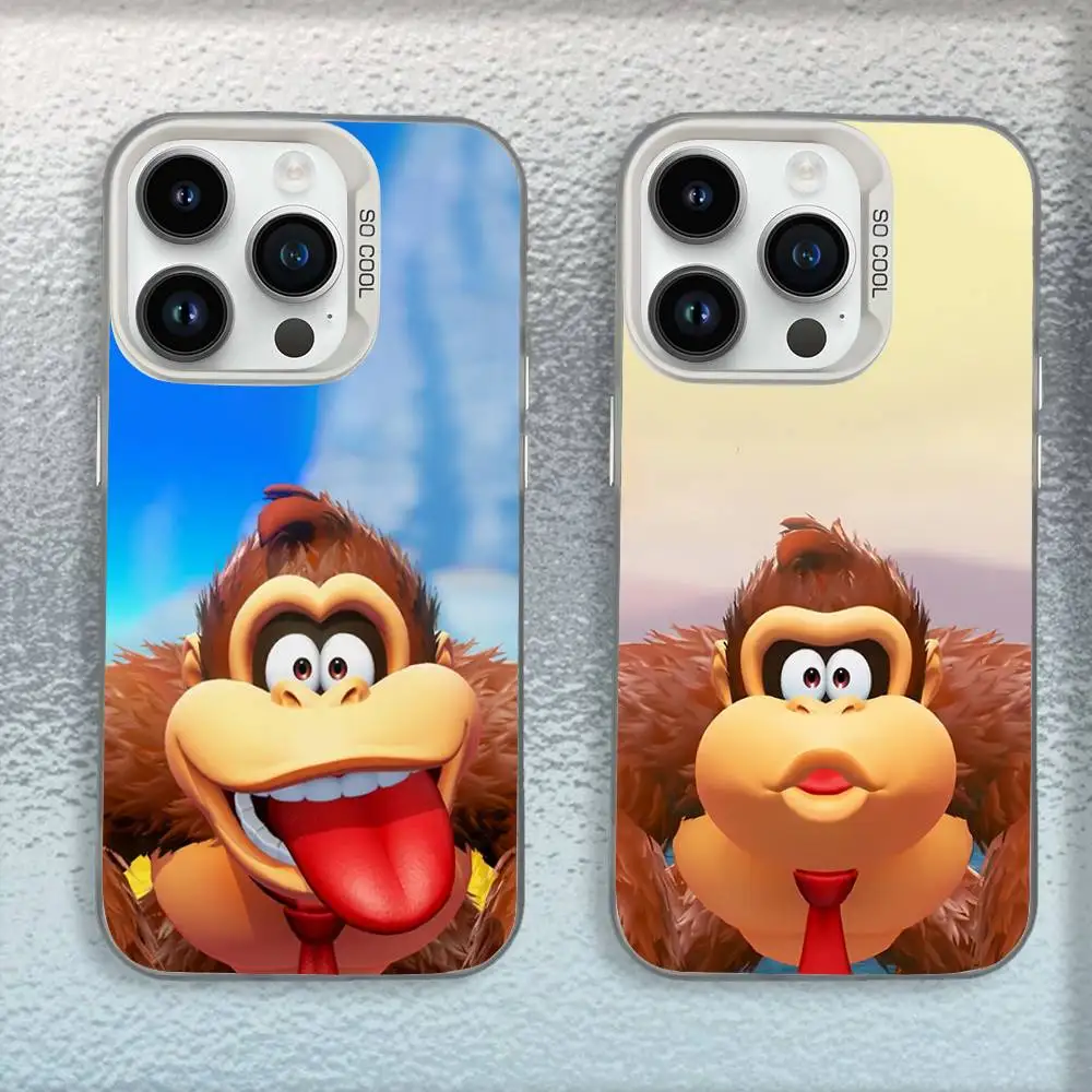 

D-Donkey Kong Monkey Orangutan Phone Case For iPhone 16,15,14,13,12,11,Mini,Pro,E,MAX White Candy Matte Shockproof Cover