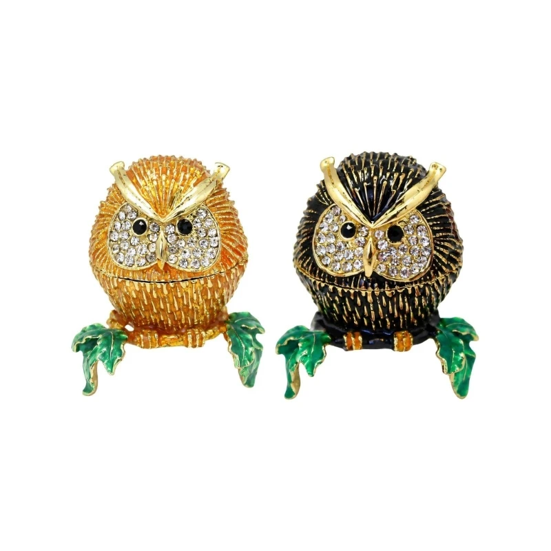 Small Jewelry Storage Box with Alloy Owl-Shaped Construction 55KA