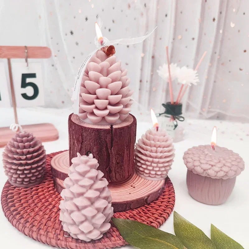 Christmas Pine Cone Silicone Candle Mold Handmade DIY Pine Cone Candle Soap Plaster Crafts Resin Cement Mold Christmas Gift