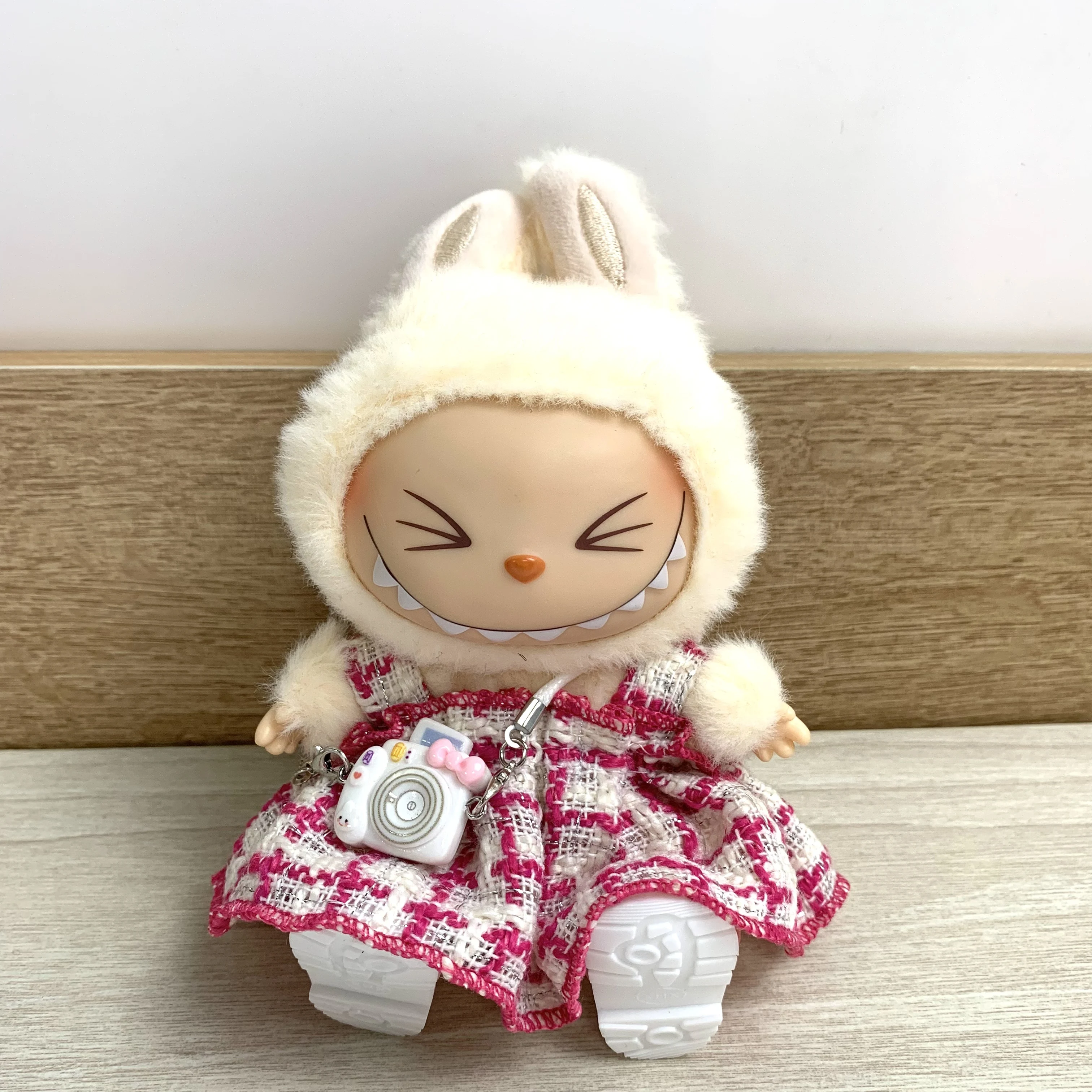 Кукольная одежда, аксессуары, дизайнерская одежда Labubu, розовое платье, комплект для 17 см Labubu V2 V1, сделай сам, мини-куклы, одежда, подарок для девочки