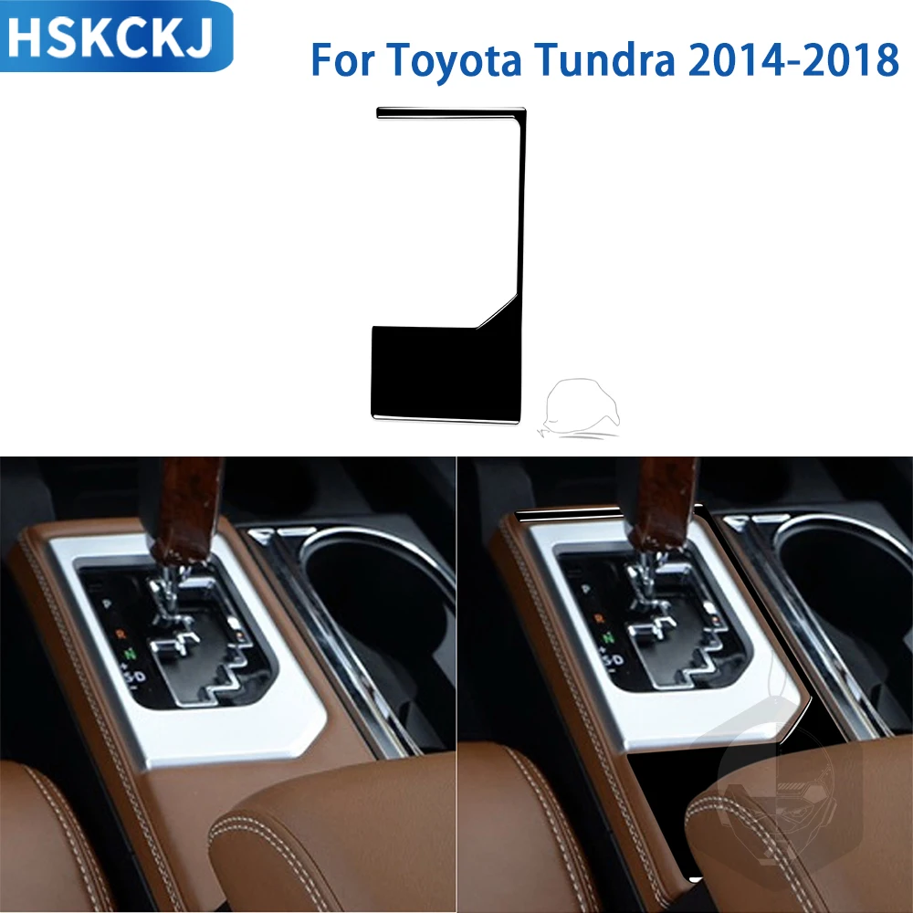 

For Toyota Tundra 2014 2015 2016 2017 2018 Accessories Car Interior Gear Outer Frame Sticker Gloss Black Plastic Decoration