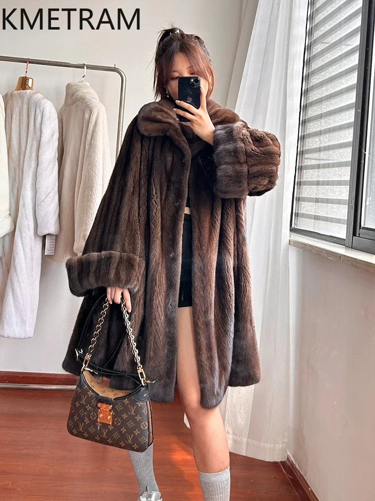 Real Mink Fur Coat Women Long New in Outerwears Winter Clothes Woman Trending Fashion Warm Fur Jacket Fourrures Femmes 2025