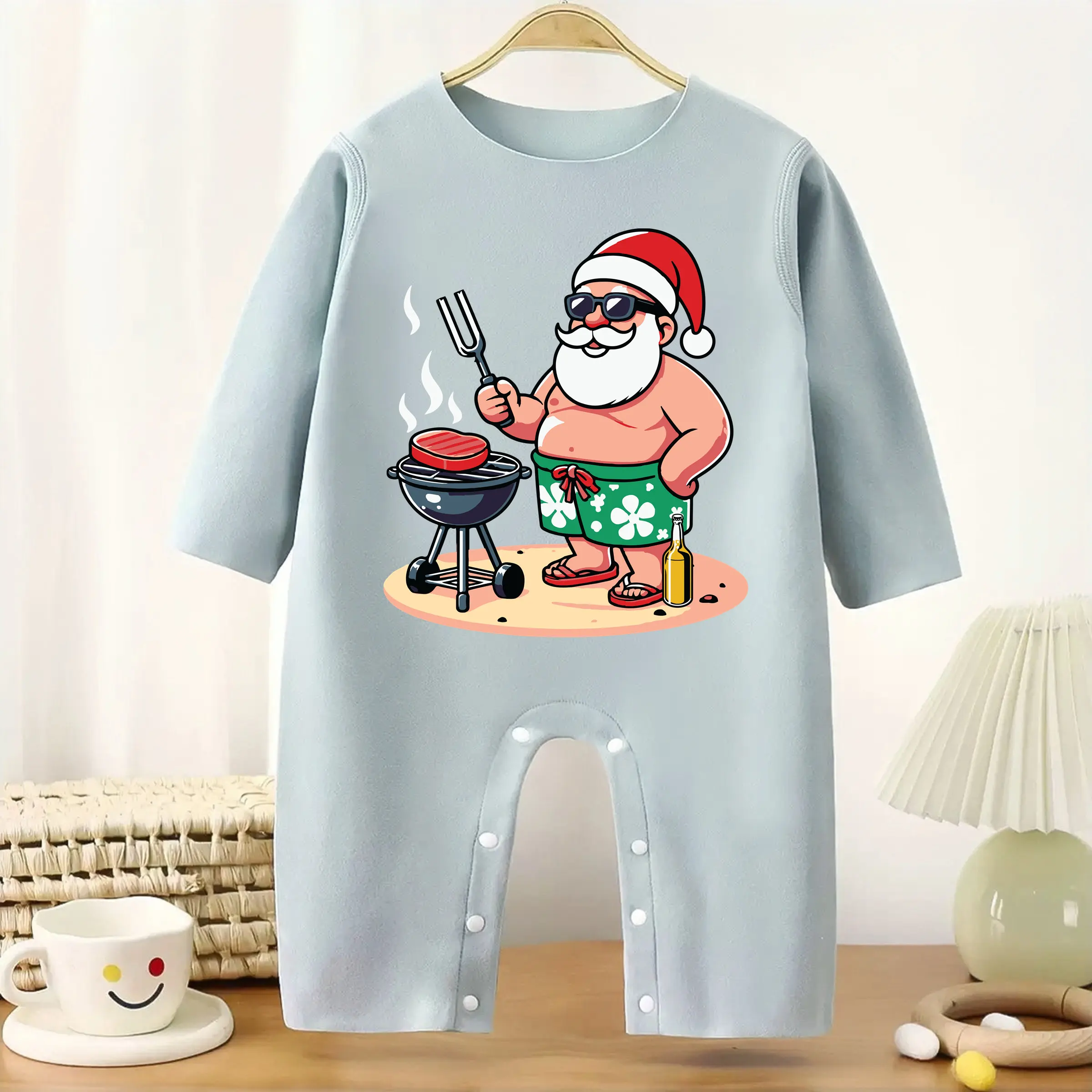 

MINISO первый рождественский детский утепленный комбинезон для младенцев с длинными рукавами, сохраняющий тепло, Санта-Клаус для высоты, детская ткань 60-90 см