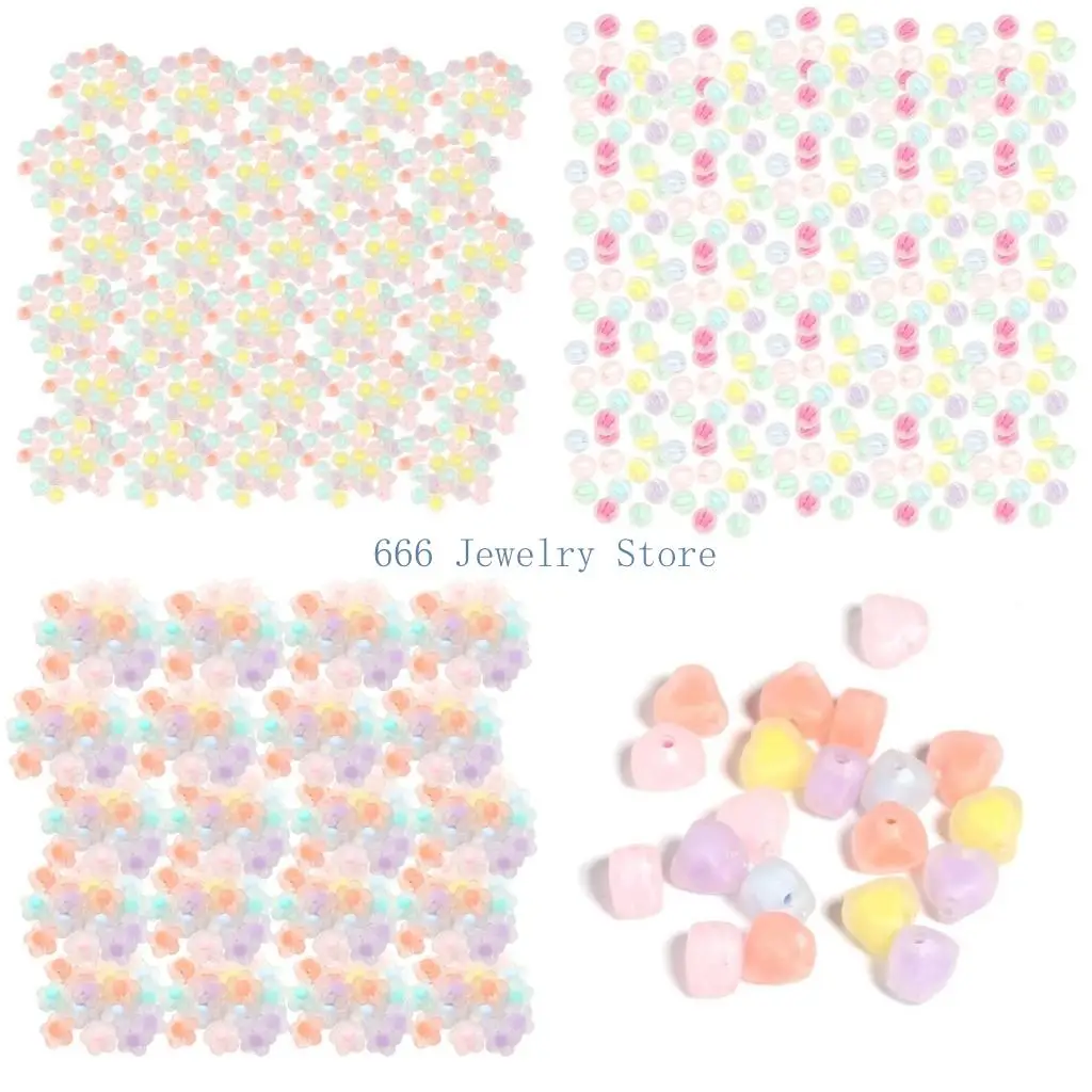 F2TD 200 Count Handmade Beads Bracelet Craft Finding Acrylic Texture for Necklace